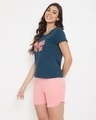 Shop Women's Blue & Pink Printed Regular Fit Top & Shorts Set-Design