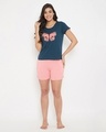 Shop Women's Blue & Pink Printed Regular Fit Top & Shorts Set