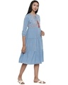 Shop Women's Blue Pixel Flowers Tiered Dress