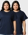 Shop Pack of 2 Women's Blue Plus Size Boyfriend T-shirt-Front
