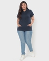 Shop Women's Blue Plus Size Hoodie T-shirt-Full