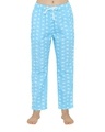 Shop Women's Blue Printed Regular Fit Pyjamas-Front