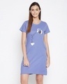 Shop Women's Blue Printed Round Neck Dress-Front