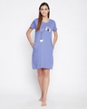 Shop Women's Blue Printed Round Neck Dress