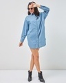 Shop Women's Blue Queen Typography Super Loose Fit Shirt Dress-Full