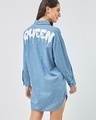 Shop Women's Blue Queen Typography Super Loose Fit Shirt Dress-Front