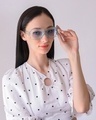 Shop Women's Blue Rectangle Polarised Lens Sunglasses-Front