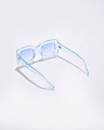 Shop Women's Blue Rectangle Polarised Lens Sunglasses-Full