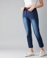 Shop Women's Blue Regular Fit Mid-Rise Joggers-Design