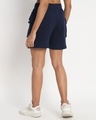 Shop Women's Navy Blue Relaxed Fit Cargo Boxy Shorts-Full