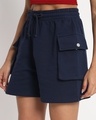 Shop Women's Navy Blue Relaxed Fit Cargo Boxy Shorts