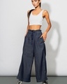Shop Women's Blue Relaxed Fit Cullottes-Front