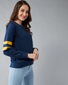 Shop Women's Blue Relaxed Fit East SideStriped Sleeve Sweatshirt-Design