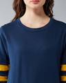 Shop Women's Blue Relaxed Fit East SideStriped Sleeve Sweatshirt-Full