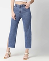 Shop Women's Blue Relaxed Fit High Rise Light Fade Jeans-Front