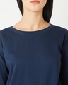 Shop Women's Blue Relaxed Fit Hug More Love More Twill Sleeve Sweatshirt-Full