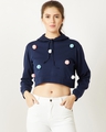 Shop Women's Blue Relaxed Fit I Am Your Density Pompom Sweatshirt-Front