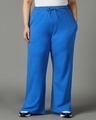 Shop Women's Blue Plus Size Flared Trousers-Front