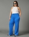 Shop Women's Blue Plus Size Flared Trousers-Full