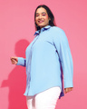 Shop Women's Blue Relaxed Fit Plus Size Shirt-Design