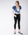 Shop Women's Blue Relaxed Fit Reset For The Day Cropped Denim Jacket