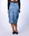 Shop Women's Blue Relaxed Fit Washed Cargo Skirts-Design