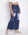 Shop Women's Blue Distressed Wide Leg Jeans-Design