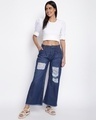 Shop Women's Blue Distressed Wide Leg Jeans