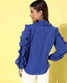 Shop Women's Blue Ruffled Sleeve Shirt-Design