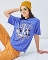 Shop Women's Blue Runner Up Graphic Printed Oversized T-shirt-Front