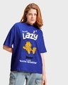 Shop Women's Blue Selective Participation Graphic Printed Oversized T-shirt-Front