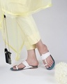 Shop Women's Blue Floral Toe Ring Flats-Front