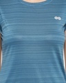 Shop Women's Blue Self Design Slim Fit T-shirt