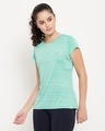 Shop Women's Blue Self Design Slim Fit T-shirt-Full