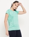 Shop Women's Blue Self Design Slim Fit T-shirt