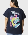 Shop Women's Blue Serial Chiller Graphic Printed Plus Size Boyfriend T-shirt-Front