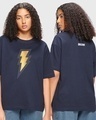 Shop Women's Blue Shazam Logo Graphic Printed Oversized T-shirt-Front
