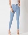 Shop Women's Blue Skinny Fit Jeans-Front
