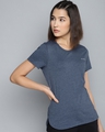 Shop Women's Blue Slim Fit Cotton T-shirt-Front