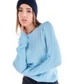 Shop Women's Blue Slim Fit Sweater-Front