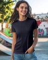 Shop Women's Blue Slim Fit T-shirt-Front