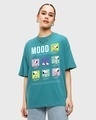 Shop Women's Blue Snoopy Moods Graphic Printed Oversized T-shirt-Front