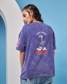 Shop Women's Blue Snoopy Vibes Graphic Printed Oversized Acid Wash T-shirt-Full