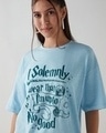 Shop Women's Blue Solemnly No Good Graphic Printed Oversized T-shirt