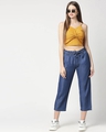 Shop Women's Blue Solid Cropped Palazzo-Full
