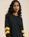 Shop Women's Blue Solid Oversized T-shirt-Design