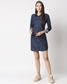 Shop Women's Blue Solid Shirt Dress-Full