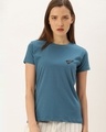 Shop Women's Blue Solid T-shirt-Front