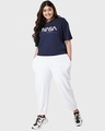 Shop Women's Blue Spaced NASA Typography Oversized Plus Size T-shirt-Full