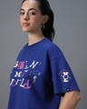 Shop Women's Blue Spin My World Graphic Printed Oversized T-shirt